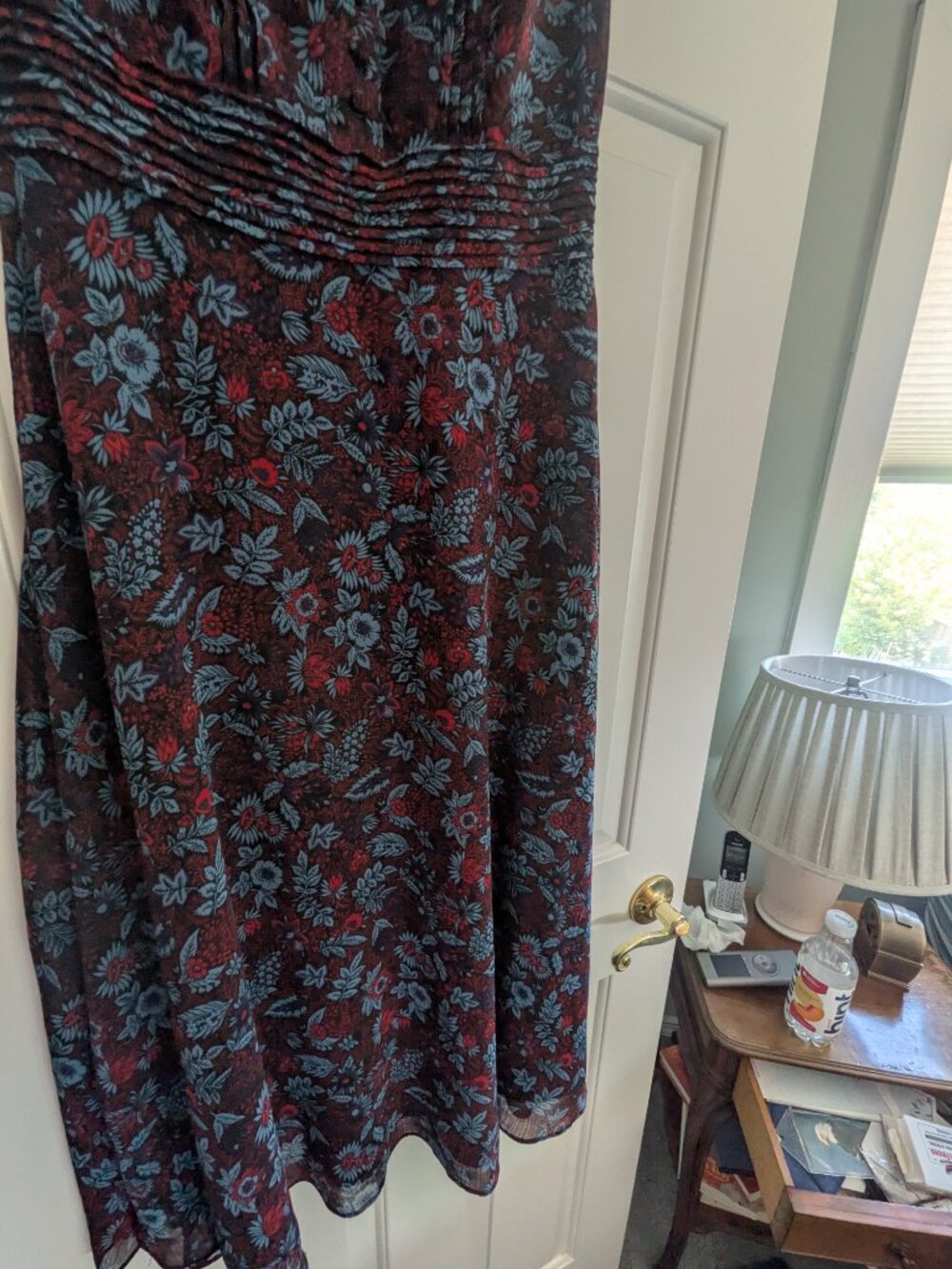 Banana Republic  Sleeveless Floral A-Line Dress in Red and Blue  Size 0 petite - Picture 4 of 5